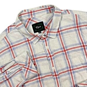 Rails Wyatt Button Up Shirt Men's XL Flag Blue Melange Plaid Lightweight Preppy